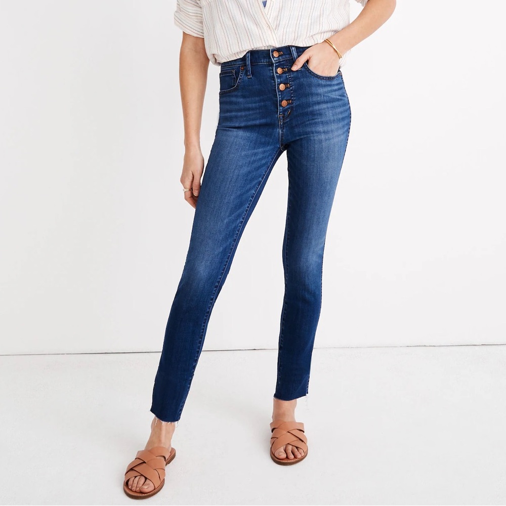 Madewell 10" High-Rise Skinny Crop Jeans Button Front K7520 Women's Size 27